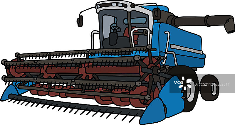 蓝白色收割机图片素材