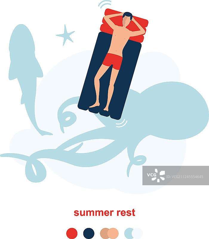 在海边休息的男人图片素材