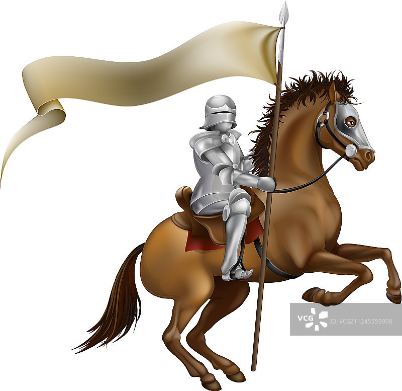 持矛和旗帜的骑士图片素材