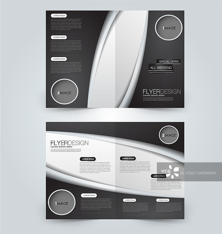 两页折叠宣传册模板设计图片素材