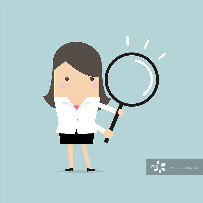 拿着放大镜的女商人图片素材