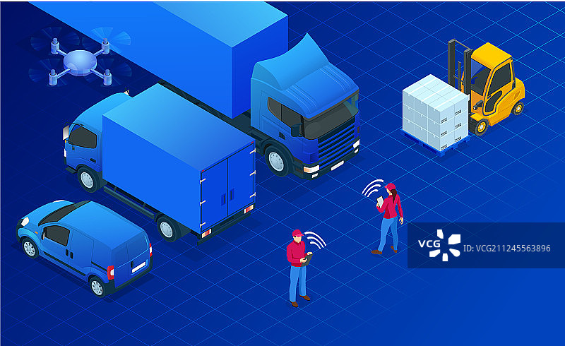 2.5D物流自动化配送概念图片素材
