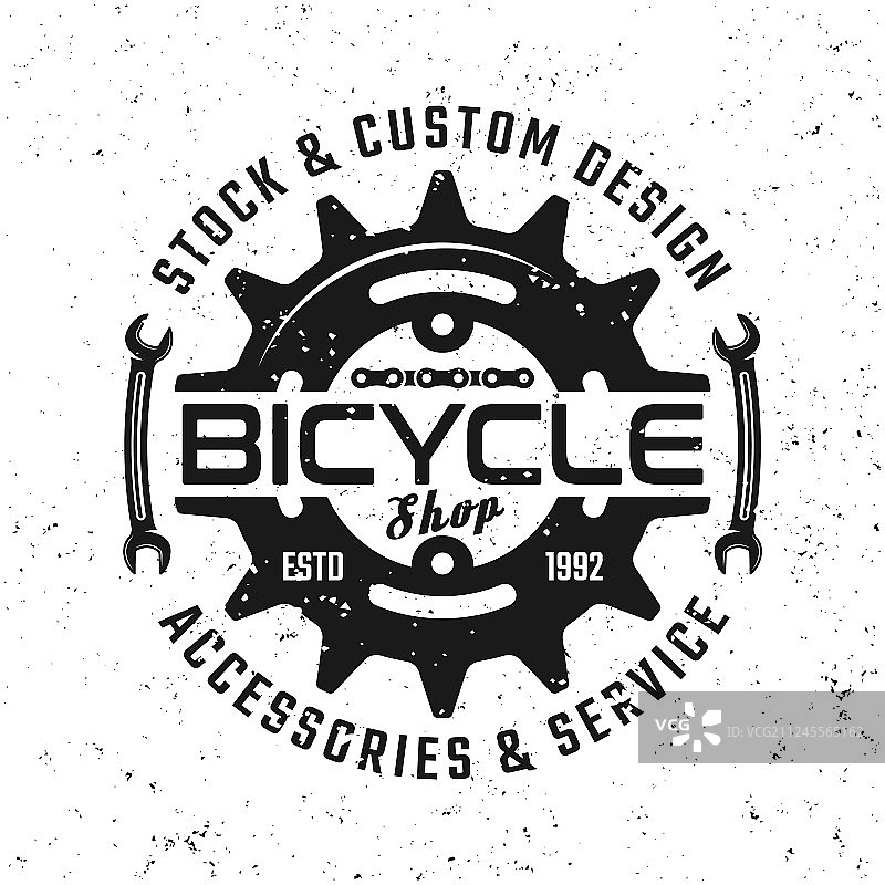 自行车齿轮圆形徽章标签图片素材