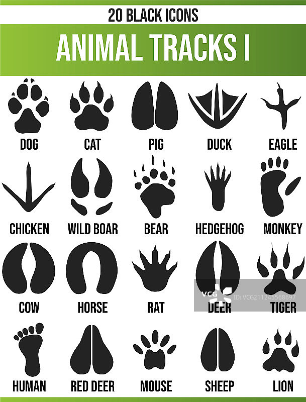 黑色动物足迹图标集I图片素材