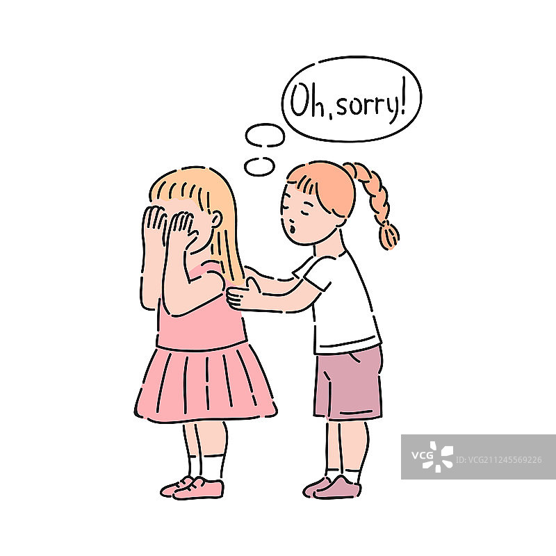 乖巧的女孩安慰哭泣的女孩图片素材