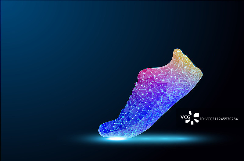 抽象多边形光效鞋子特写图片素材