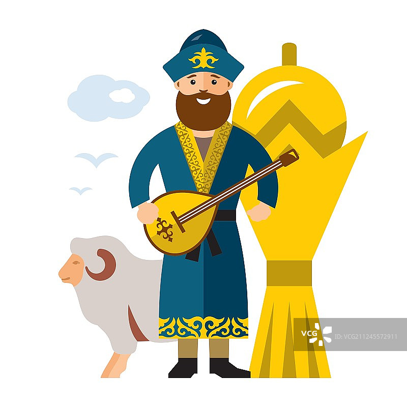 穿着哈萨克民族服装的男人图片素材