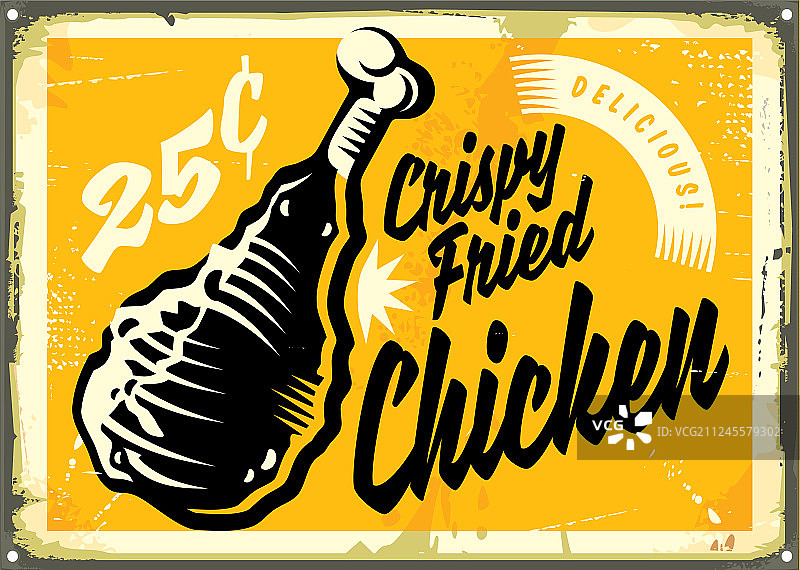 美味酥脆炸鸡复古广告图片素材