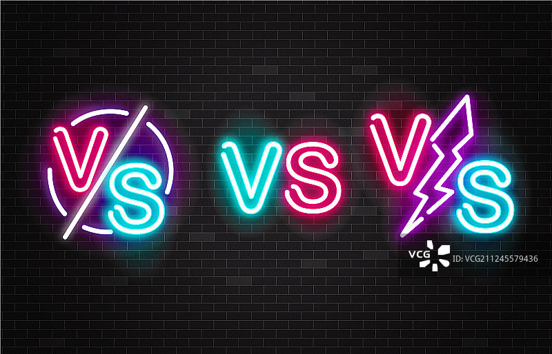 霓虹灯发光战斗对战标志合集图片素材