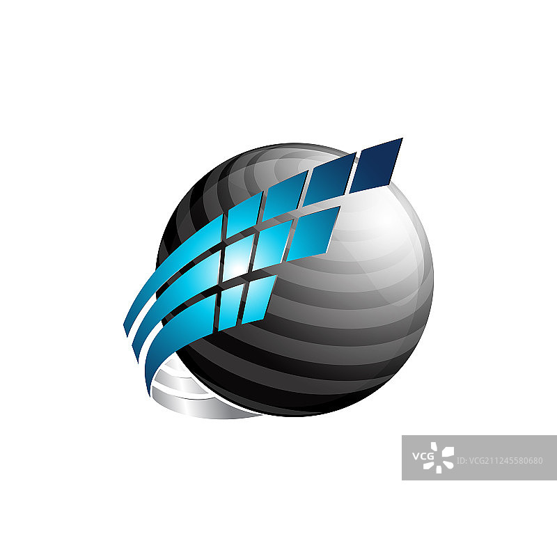 蓝黑色抽象3D球体标志图片素材