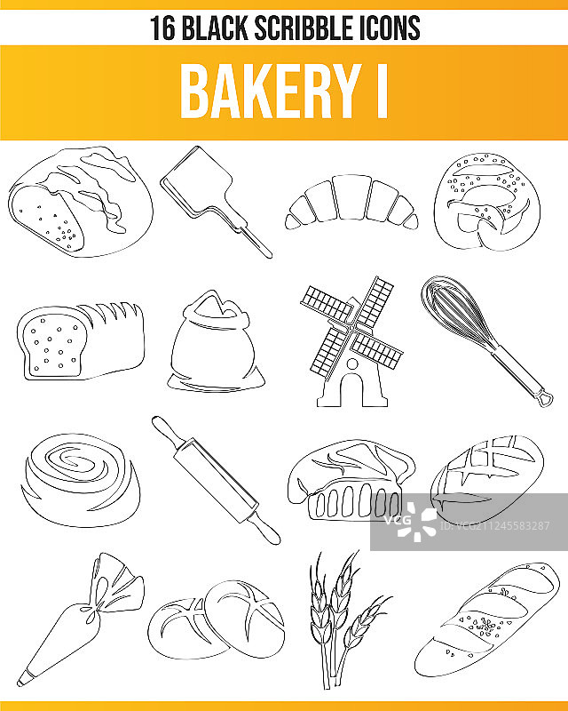 涂鸦黑色图标集：烘焙图片素材