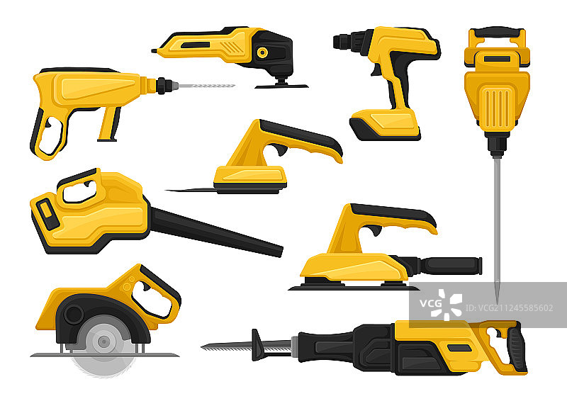 建筑用电动工具扁平风格合集图片素材