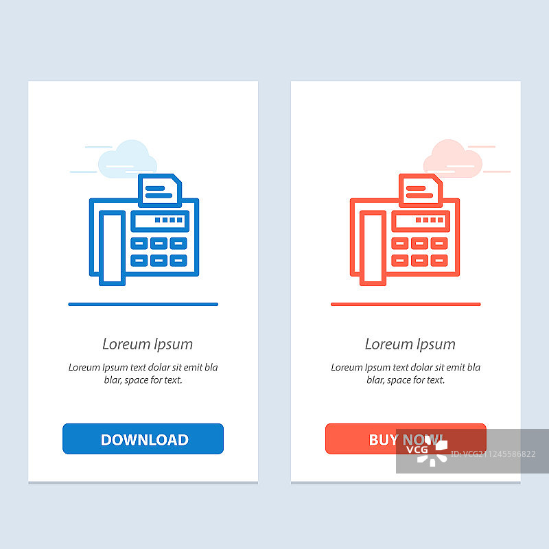 传真电话打字机：蓝色和红色图片素材