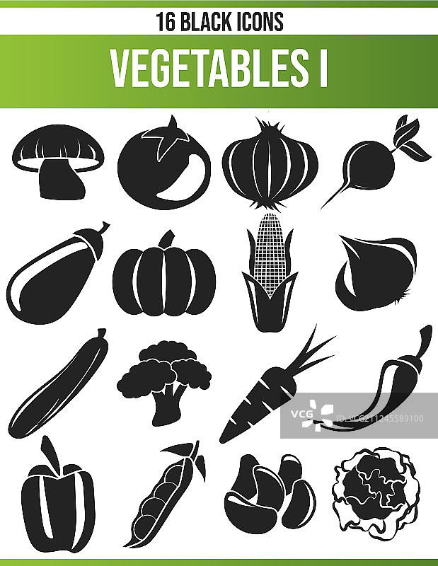 黑色蔬菜图标集I图片素材