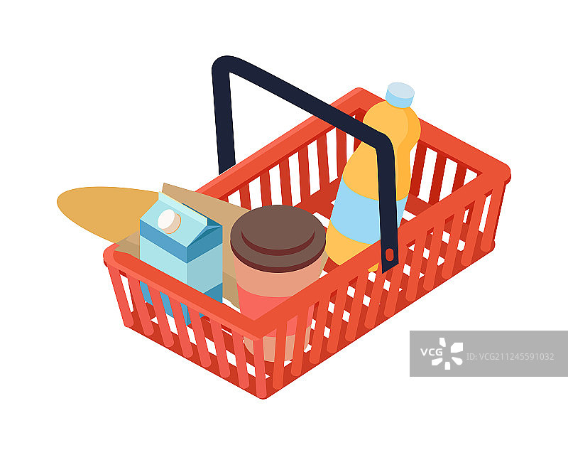超市购物篮食品2.5D图图片素材