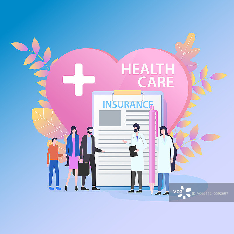 保险医疗保健家庭医生和护士图片素材