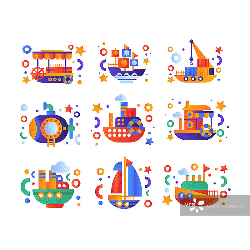 复古可爱水运蒸汽船图片素材