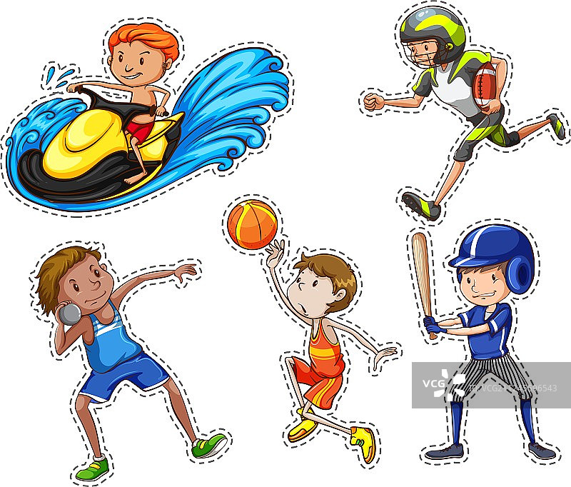 人物运动贴纸套装图片素材