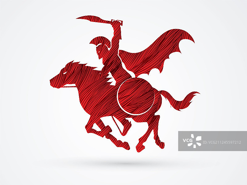 斯巴达勇士骑马持剑盾图片素材