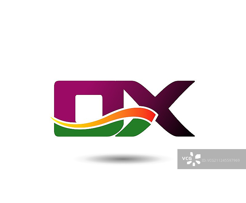 抽象字母DX标志设计模板图片素材