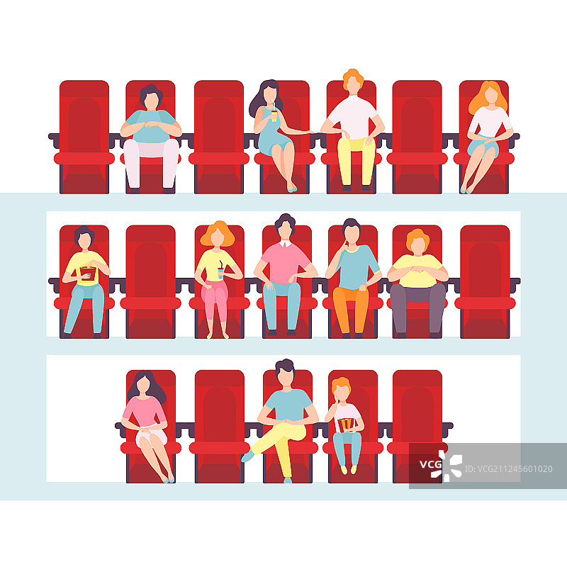 人们坐在电影院里，有男有女图片素材