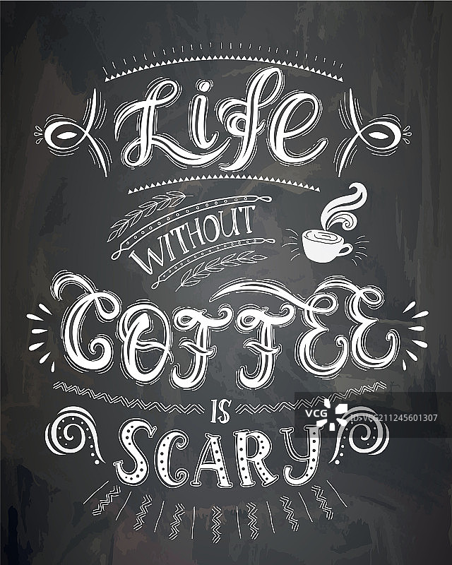 粉笔字咖啡杯图片素材