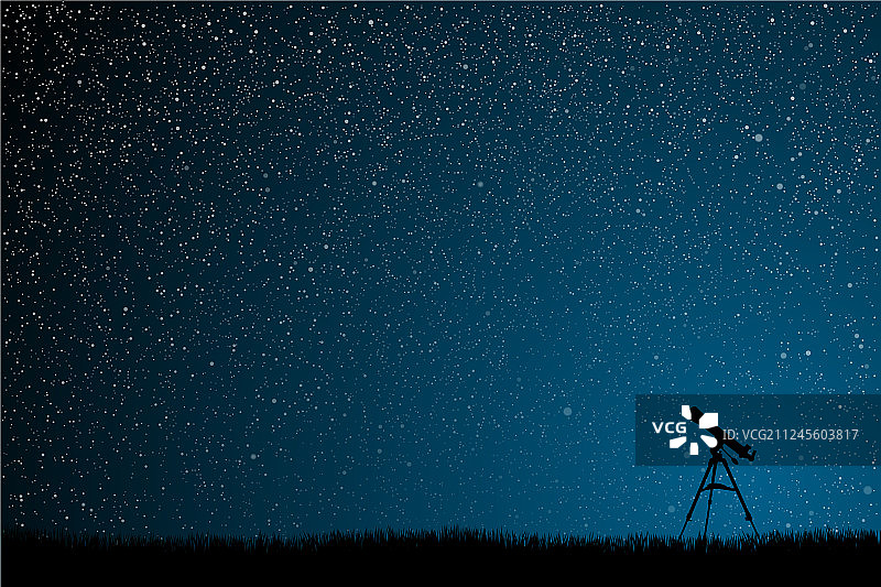 星夜星空下的蓝色辉光望远镜图片素材