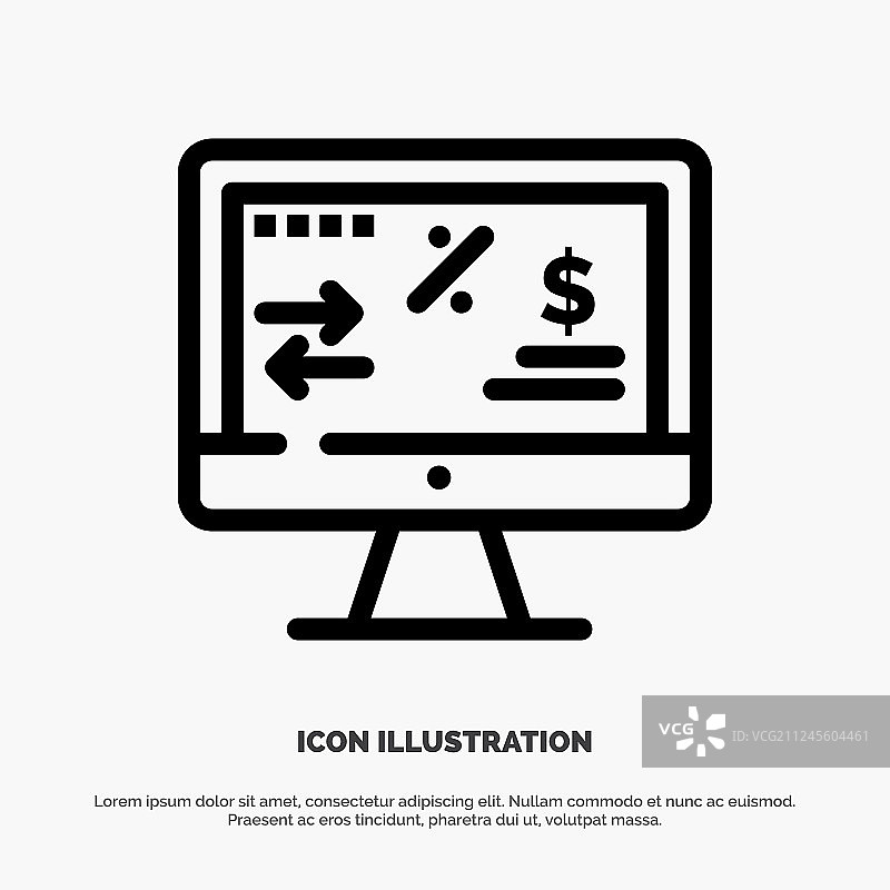 税务法规金融收入电脑线性图标图片素材