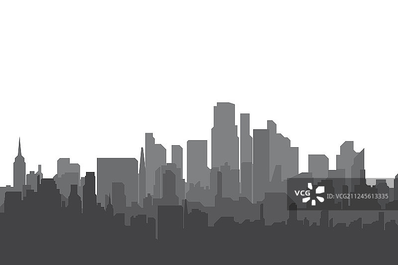 浅色背景上的城市剪影扁平风格图片素材