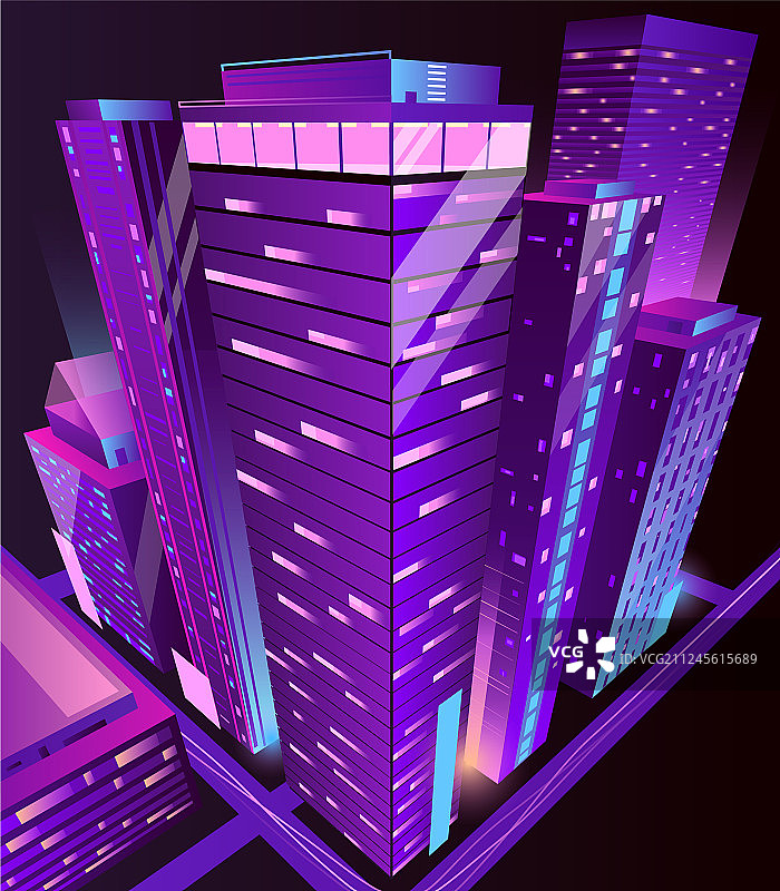 现代摩天大楼建筑2.5D图图片素材