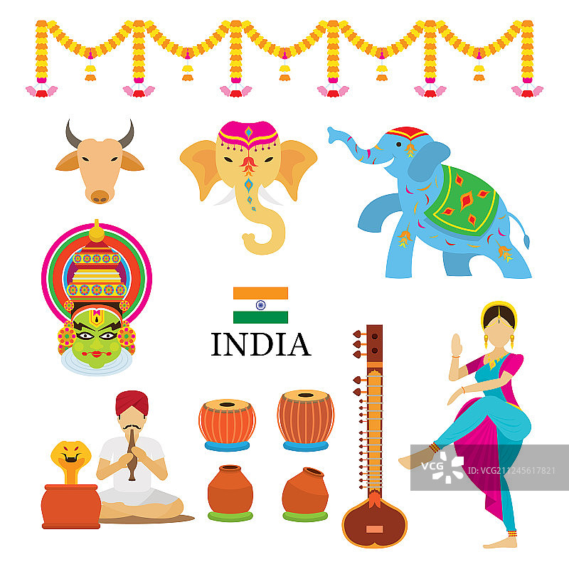 印度物品图标集图片素材