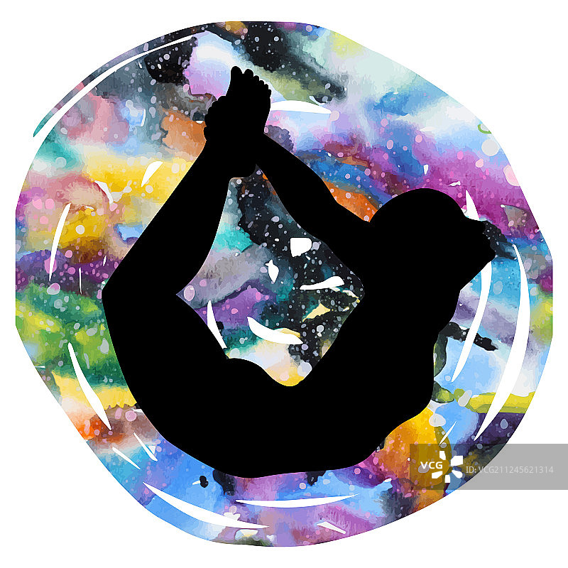 女性剪影弓式瑜伽姿势图片素材