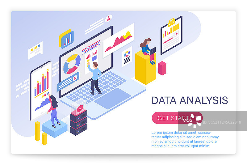 数据分析流程大数据概念3D图片素材