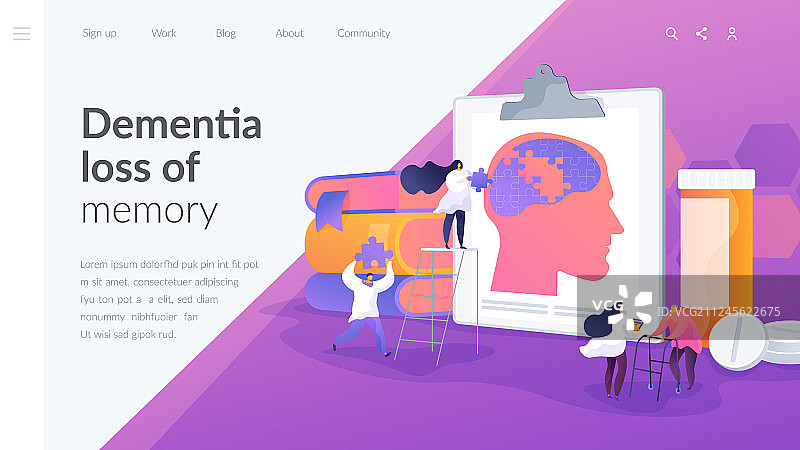 阿尔茨海默病着陆页概念图片素材