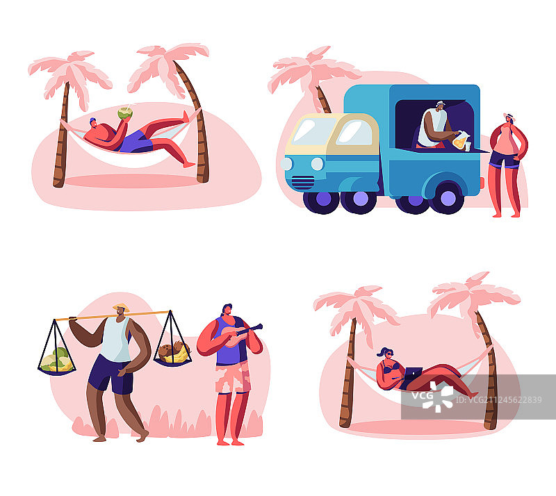 城市沙滩上的人物：男女角色图片素材