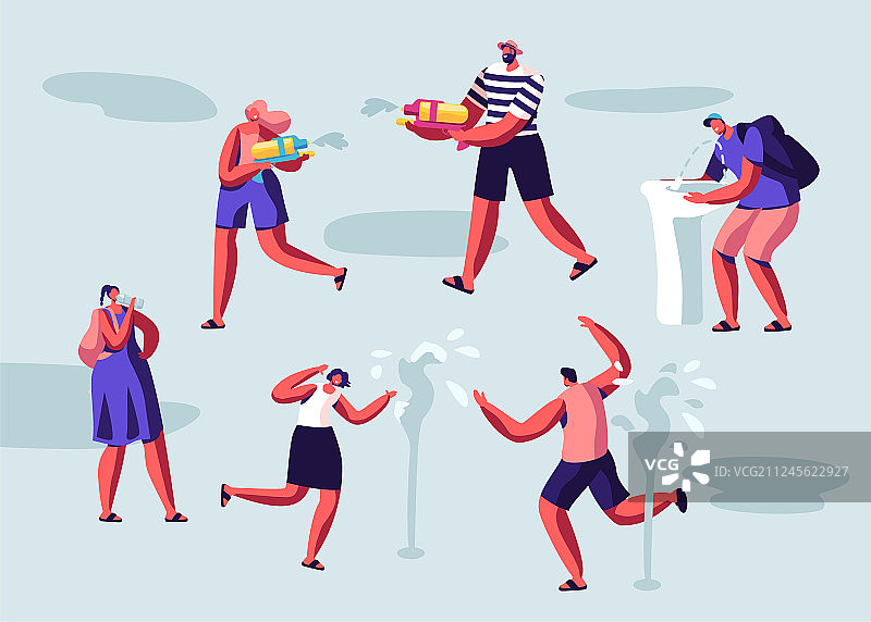 快乐的人们泼水嬉戏图片素材