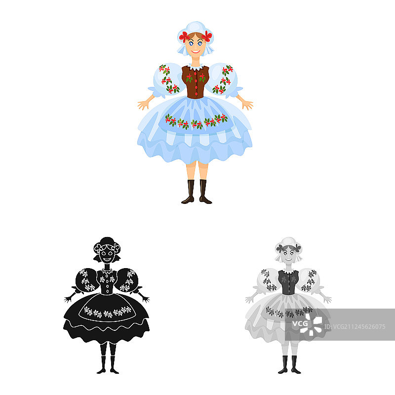 女孩和波兰语标志牌套装图片素材