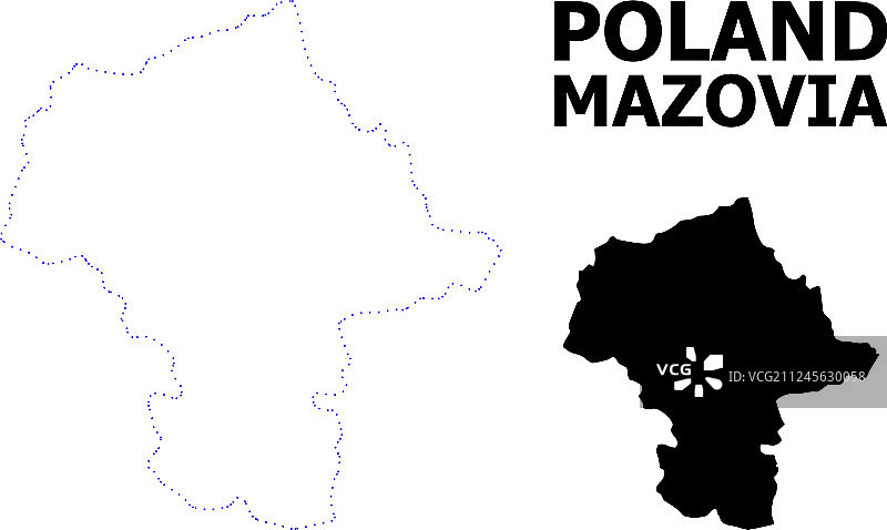 马佐夫舍省轮廓点状地图图片素材