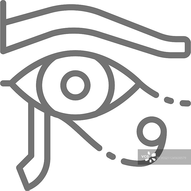 荷鲁斯之眼古埃及月亮线条图标图片素材