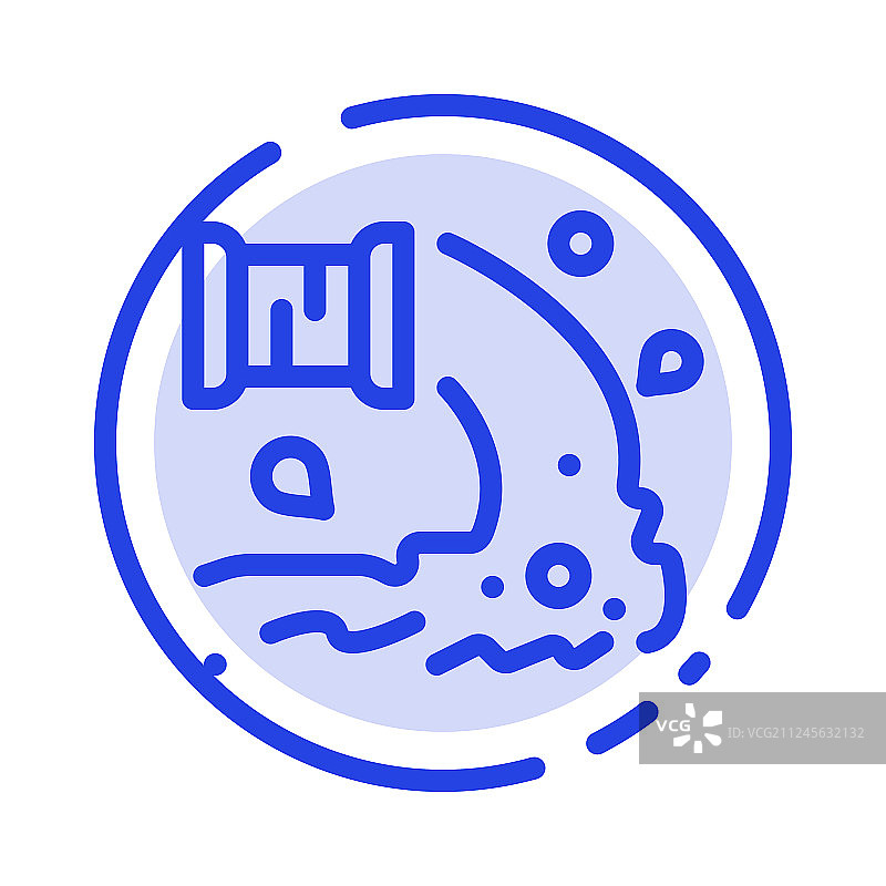 工厂工业污水排放蓝色虚线图片素材