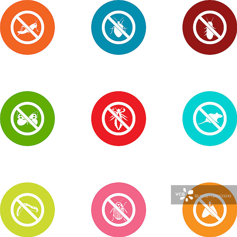 昆虫防护扁平风格图标图片素材