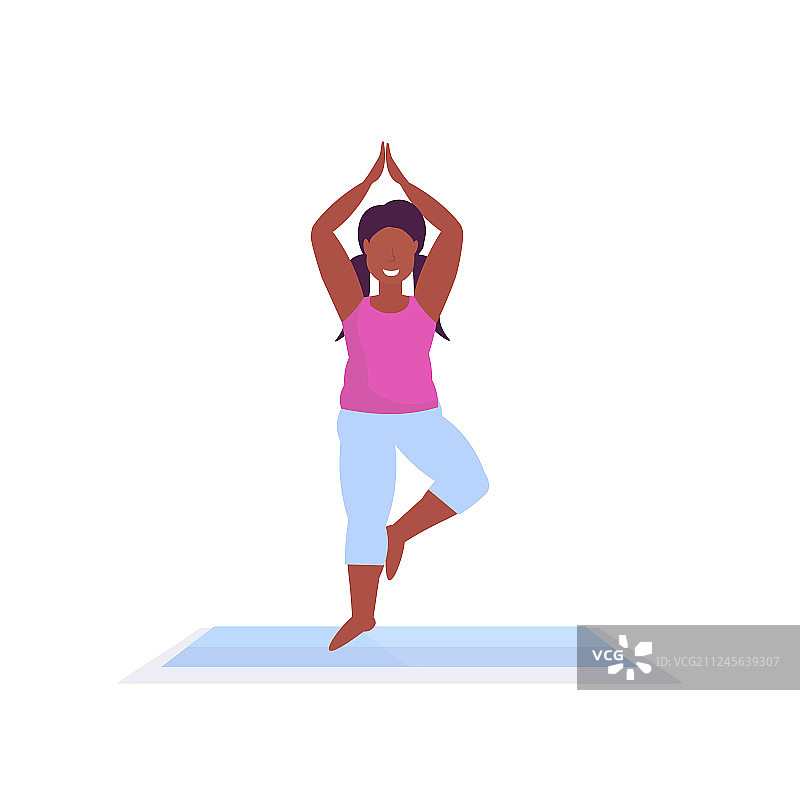 做瑜伽的运动型非洲裔美国妇女图片素材