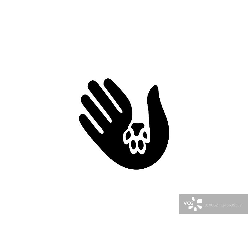 负空间标志图标中的人手和宠物爪子图片素材
