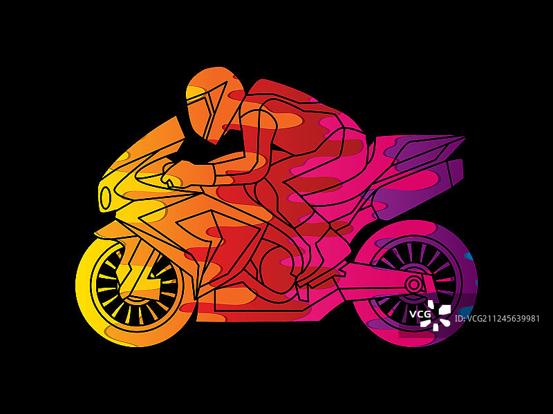 摩托车赛车侧视图图片素材