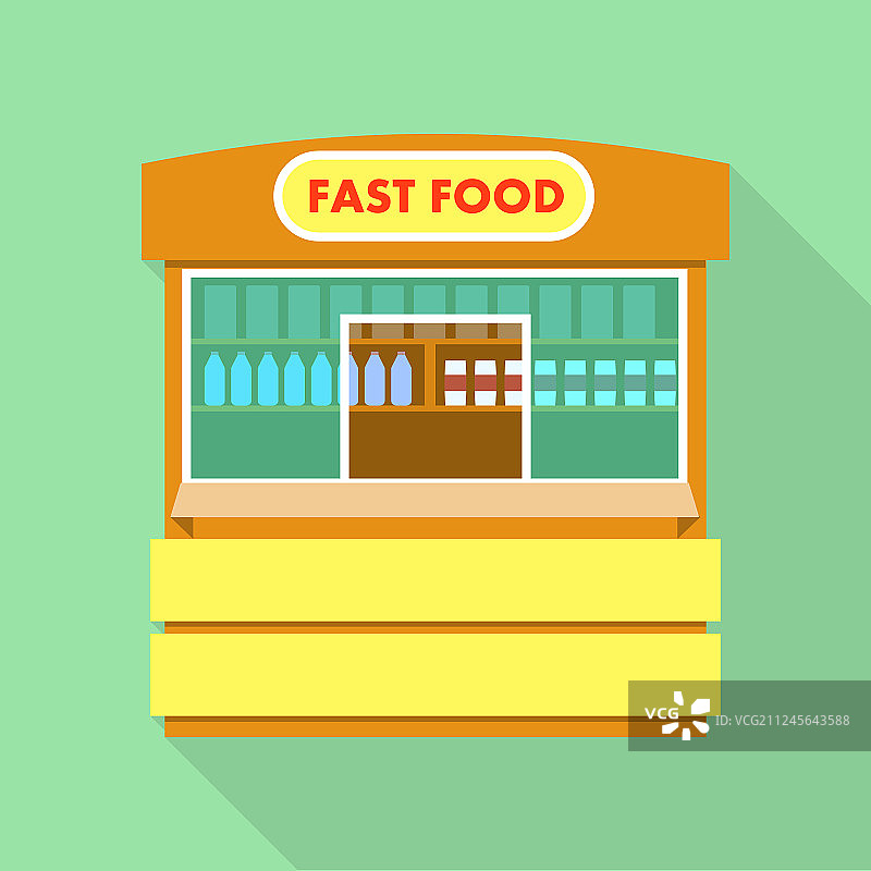 扁平风格街头快餐店图标图片素材