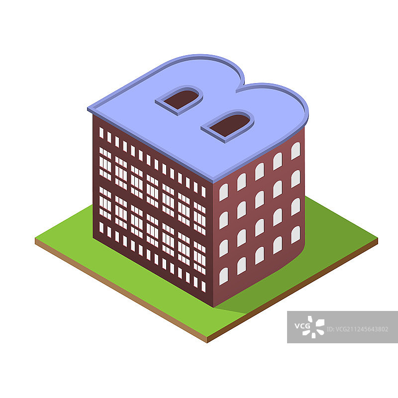 2.5D字母B造型建筑图片素材