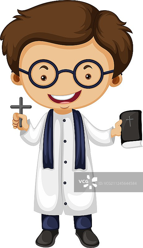 手持十字架和圣经的牧师图片素材