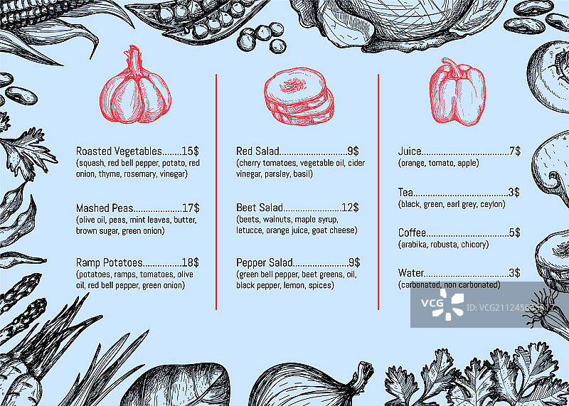 纯素咖啡馆菜单排版设计图片素材