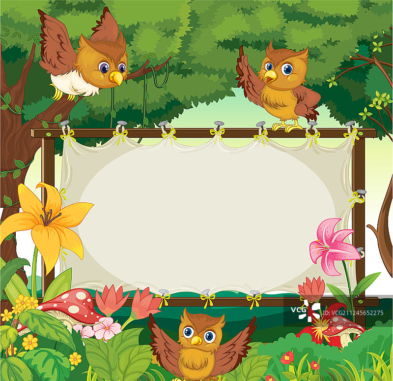 丛林猫头鹰边框模板图片素材