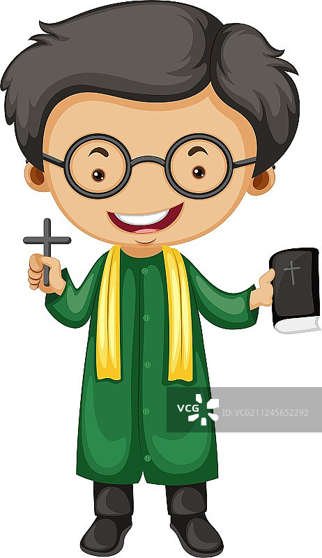 手持十字架和圣经的牧师图片素材